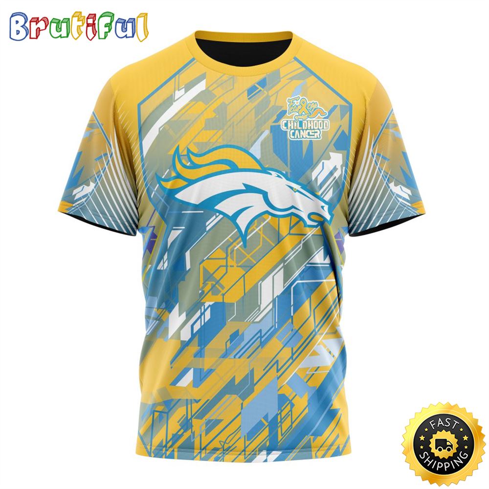 NFL Denver Broncos All Over Print 3D T Shirts Fearless Against Childhood Cancers Gift For Football Fans