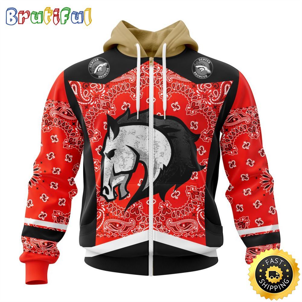 NFL Denver Broncos All Over Print Zip Hoodie 3D Specialized Classic Style Unisex Hoodie