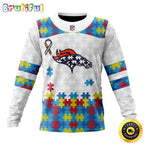 NFL Denver Broncos Crewneck Sweatshirt Autism Awareness Design Your Team In Style