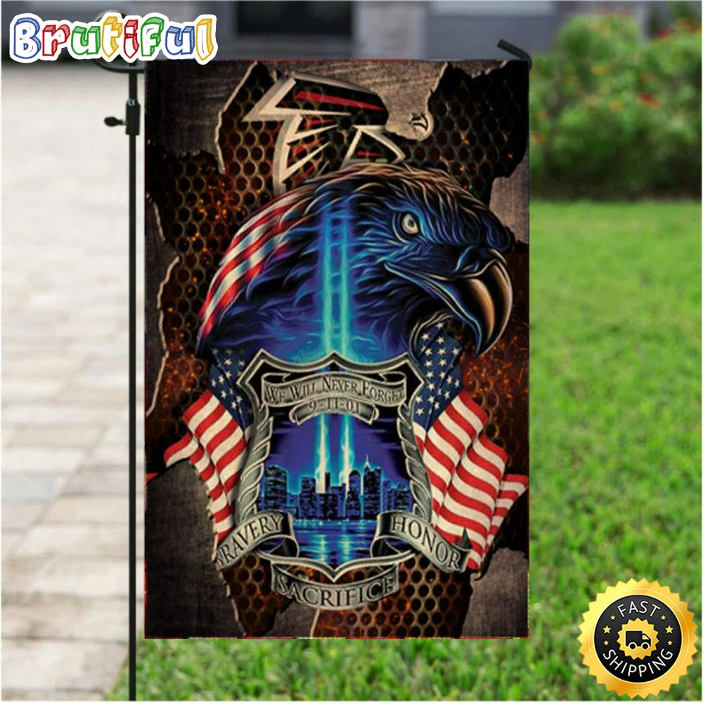 NFL Garden Flags Atlanta Falcons Specialized Flag For Honor Patriot Day We Will Never Forget