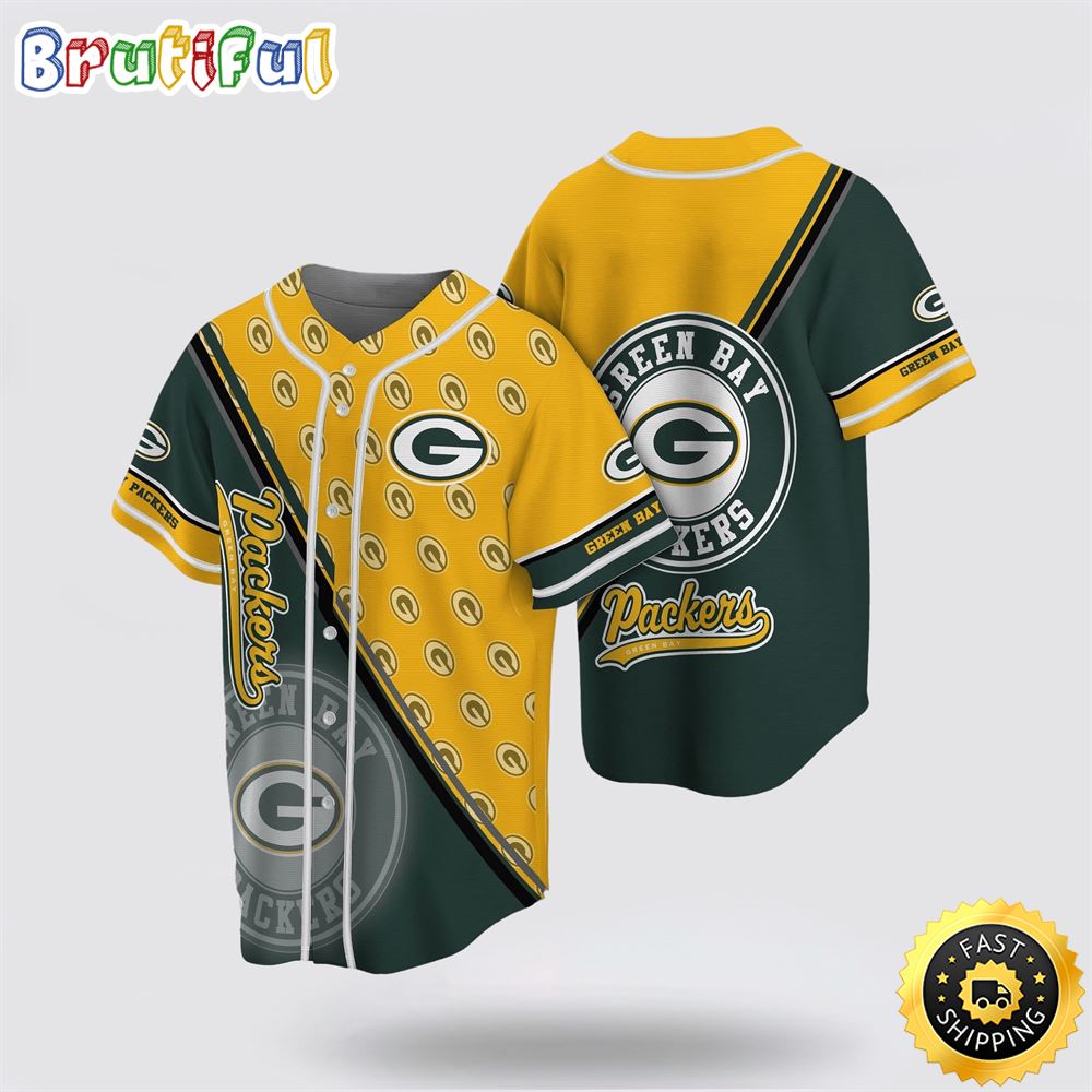 NFL Green Bay Packers Baseball Jersey Symbol American Football Team Yellow Green Jersey Shirt
