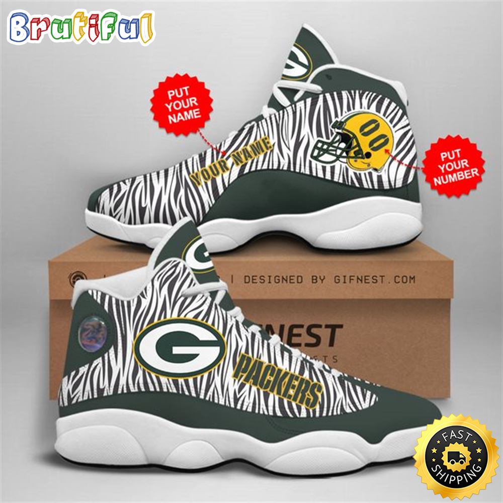NFL Green Bay Packers Custom Name Number Air Jordan 13 Shoes V6