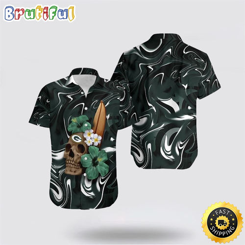 NFL Green Bay Packers Hawaiian Shirts Skull Halloween Embrace Game Day Island Style