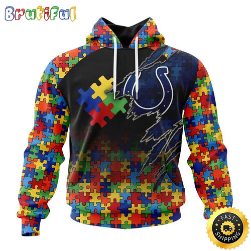 NFL Indianapolis Colts All Over Print 3D Hoodie Autism Awareness Design Gifts For Survivors