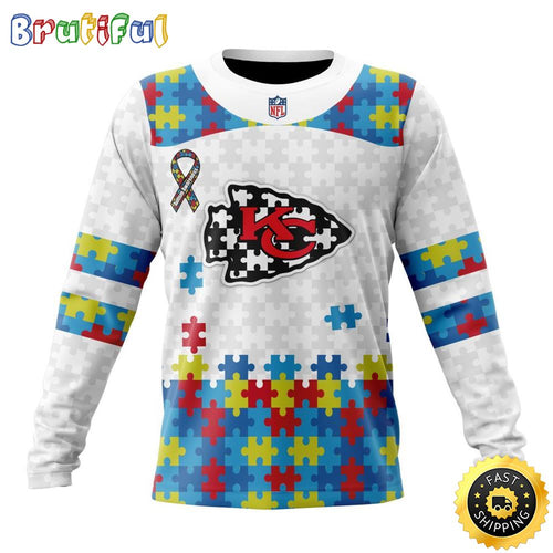 NFL Kansas City Chiefs Crewneck Sweatshirt Autism Awareness Design Your Team In Style