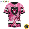 NFL Las Vegas Raiders All Over Print 3D T Shirts I Pink I Can In October We Wear Pink Breast Cancer Gift For Football Fans