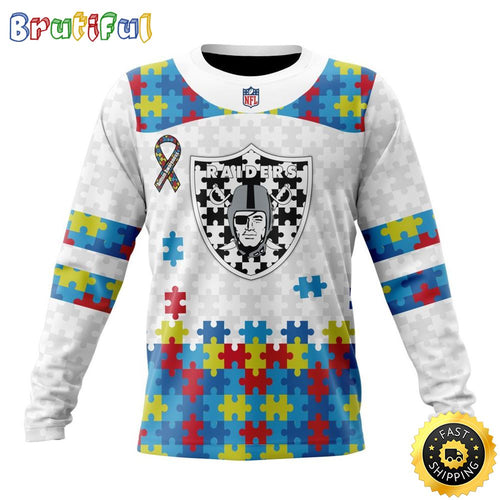 NFL Las Vegas Raiders Crewneck Sweatshirt Autism Awareness Design Your Team In Style