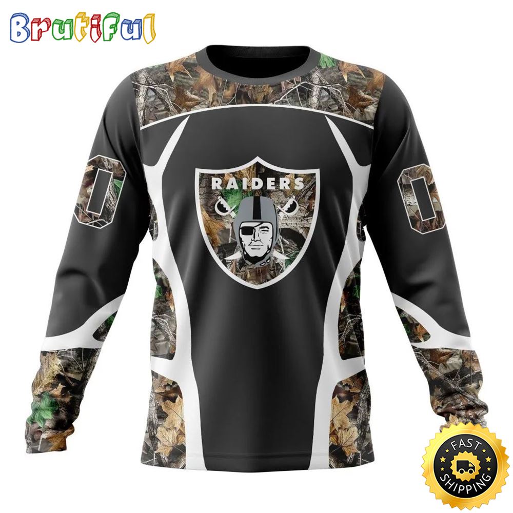 NFL Las Vegas Raiders Crewneck Sweatshirt Camo Hunting Design Stylish Gear For Fans