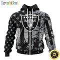 NFL Las Vegas Raiders Zip Hoodie 3D Classic Grunge American Flag Stylish Warmth For Fans