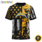 NFL Los Angeles Chargers 3D T Shirts Classic Grunge American Flag Stylish Warmth For Fans