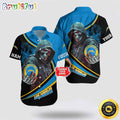 NFL Los Angeles Chargers Hawaiian Shirt Custom Name Halloween Skull Tropical Team Spirit