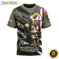 NFL Los Angeles Rams All Over Print 3D T Shirt Honor Veterans Kneeling Soldier Unisex Tshirt