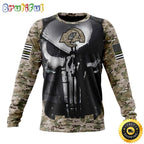 NFL Los Angeles Rams Crewneck Sweatshirt Punisher Skull Camo Veteran Kits Represent Your Team