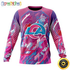 NFL Los Angeles Rams I Pink Crewneck Sweatshirt I Can Fearless Again Breast Cancer For Breast Cancer Survivors