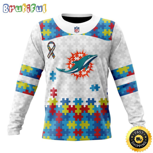 NFL Miami Dolphins Crewneck Sweatshirt Autism Awareness Design Your Team In Style