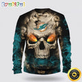 NFL Miami Dolphins Crewneck Sweatshirt Skull Halloween Show Team Spirit