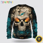 NFL Miami Dolphins Crewneck Sweatshirt Skull Halloween Show Team Spirit