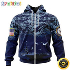 NFL Miami Dolphins Zip Hoodie 3D Honor US Navy Veterans Stylish Gear For Fans