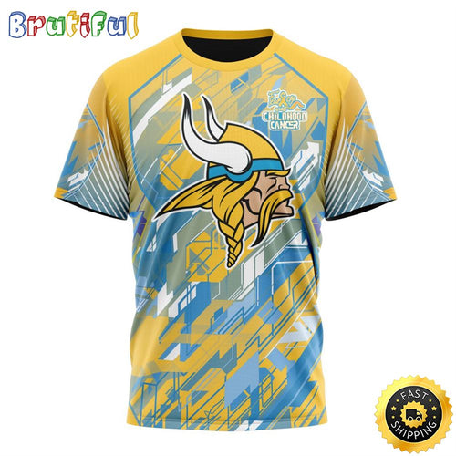 NFL Minnesota Vikings All Over Print 3D T Shirts Fearless Against Childhood Cancers Gift For Football Fans