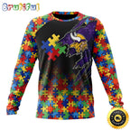 NFL Minnesota Vikings Crewneck Sweatshirt Autism Awareness Design Gifts For Survivors