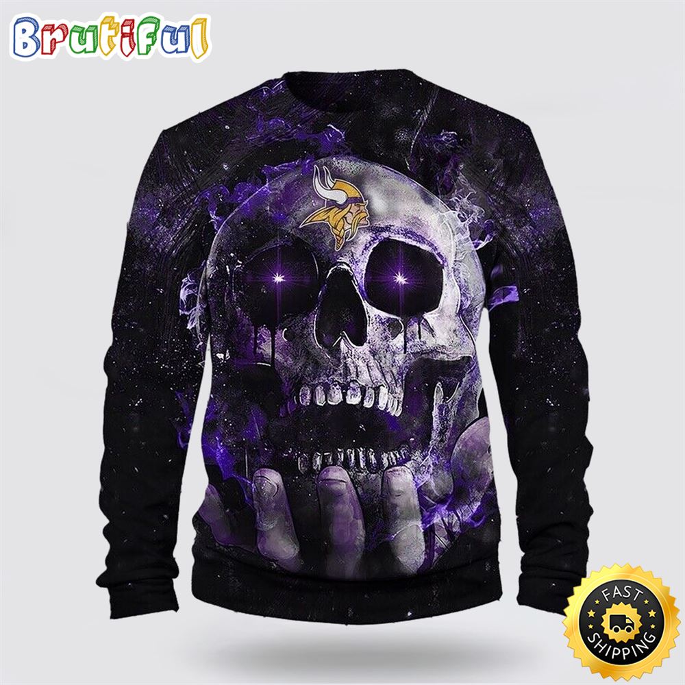 NFL Minnesota Vikings Crewneck Sweatshirt Skull Halloween Your Team In Style