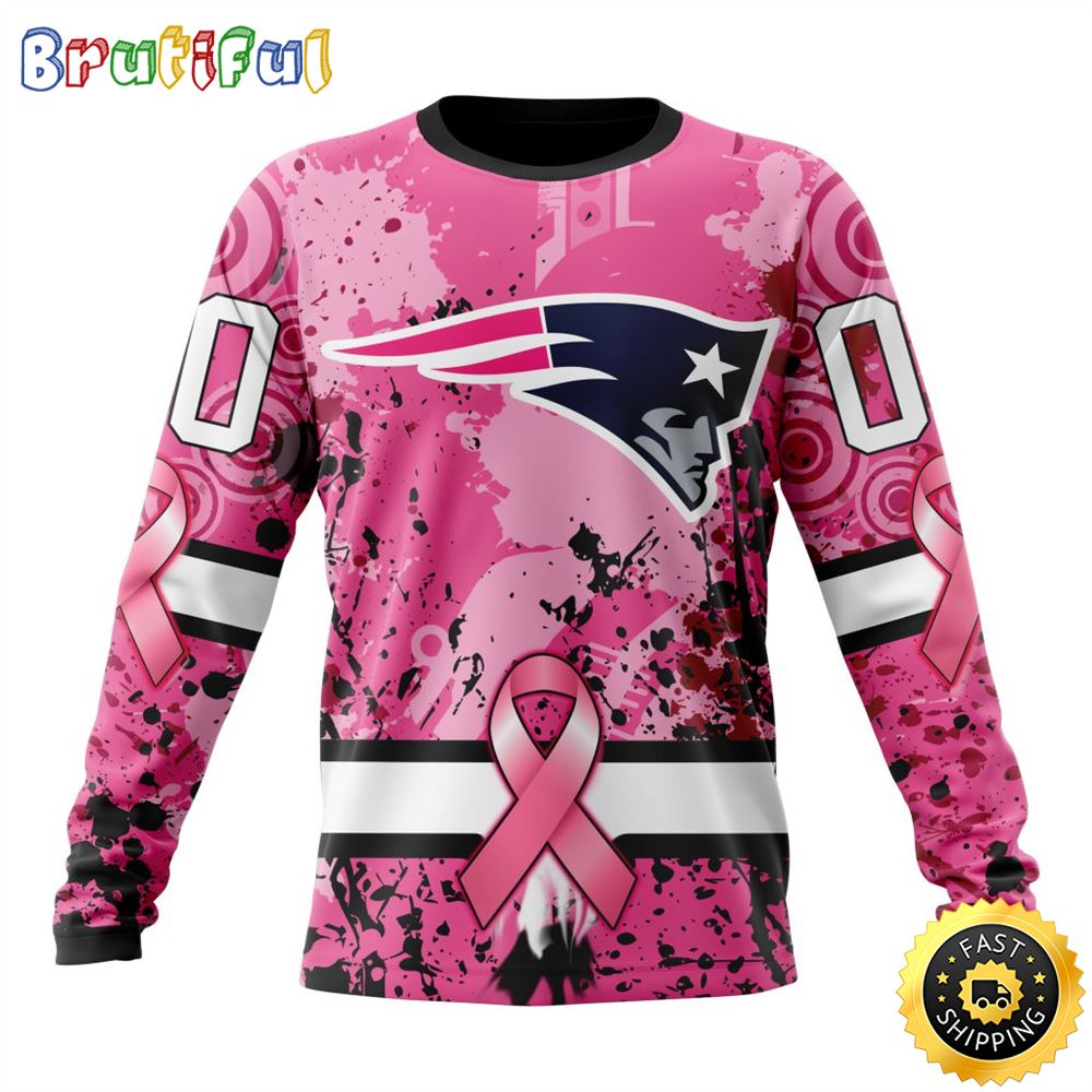 NFL New England Patriots Crewneck Sweatshirt I Pink I Can In October We Wear Pink Breast Cancer Gift For Football Fans