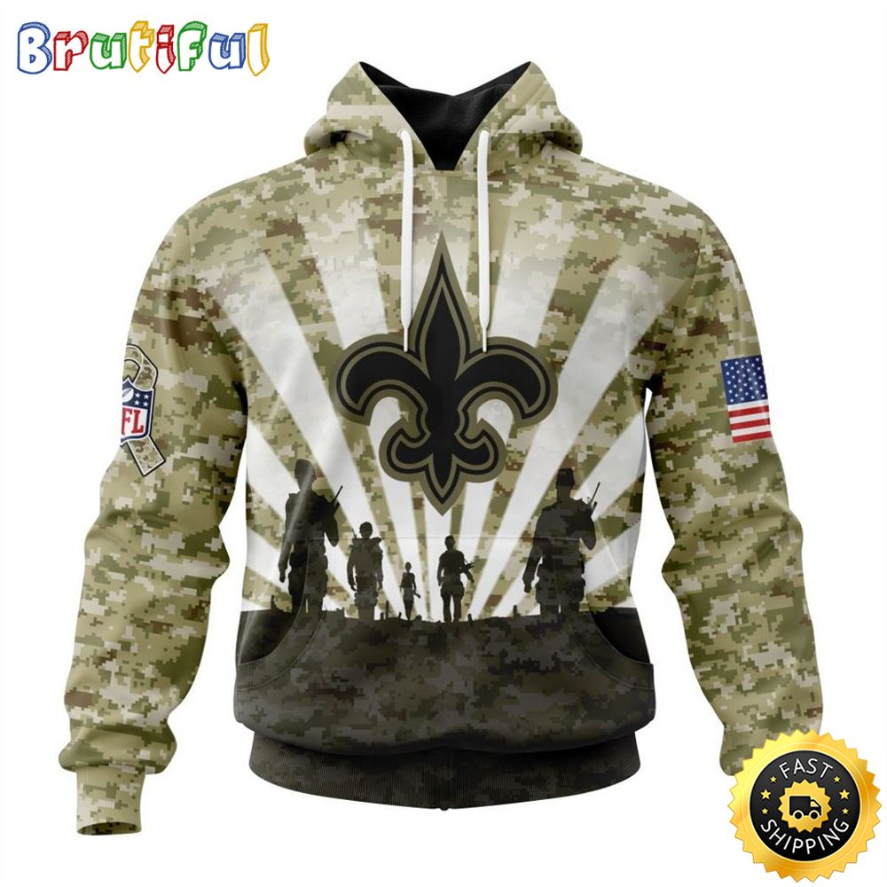 NFL New Orleans Saints Salute To Service Honor Veterans And Their Families Hoodie