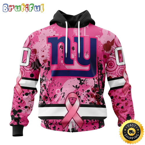 NFL New York Giants All Over Print 3D Hoodie I Pink I Can In October We Wear Pink Breast Cancer Unisex Hoodie