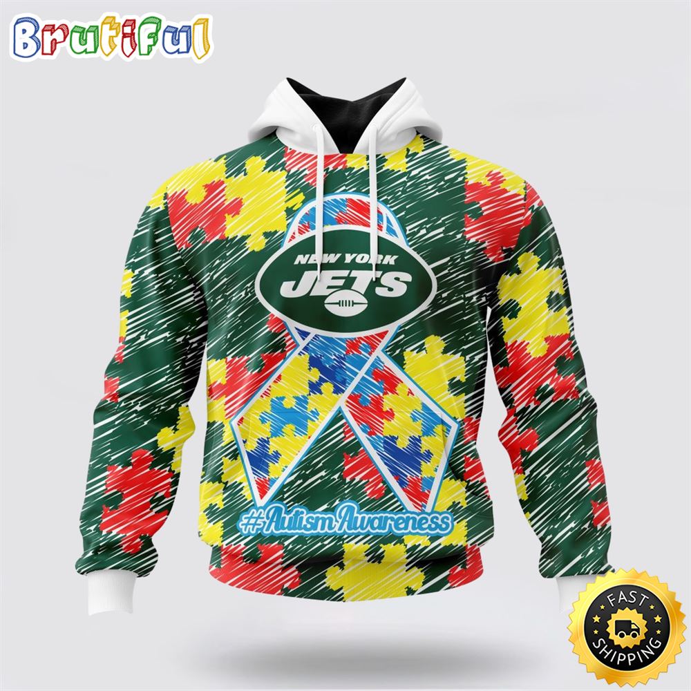 NFL New York Jets Puzzle Autism Awareness All Over Print 3D Hoodie Unisex Hoodie