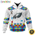 NFL Philadelphia Eagles All Over Print 3D Hoodie Autism Awareness Design Unisex Hoodie