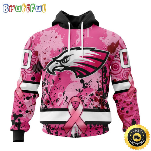 NFL Philadelphia Eagles All Over Print 3D Hoodie I Pink I Can In October We Wear Pink Breast Cancer Unisex Hoodie