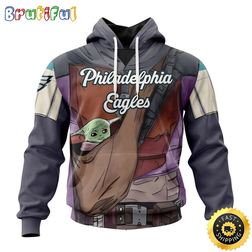 NFL Philadelphia Eagles All Over Print 3D Hoodie Specialized Mandalorian And Baby Yoda Unisex Hoodies