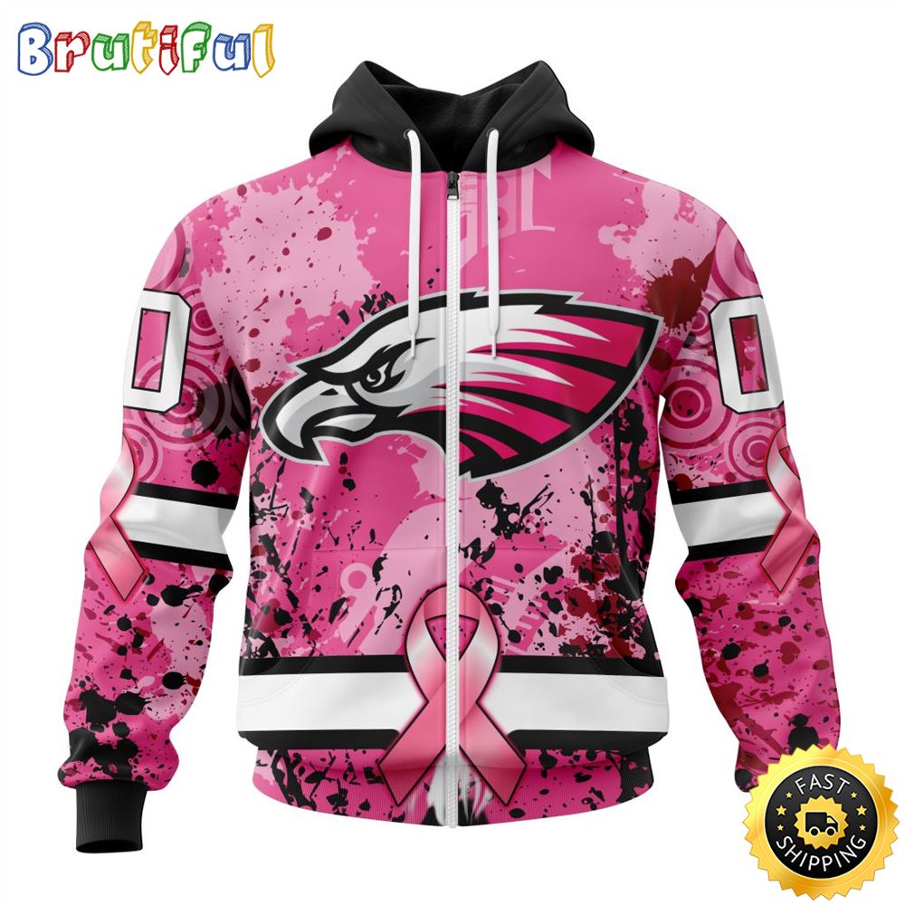 NFL Philadelphia Eagles All Over Print Zip Hoodie 3D I Pink I Can In October We Wear Pink Breast Cancer Unisex Hoodie