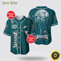 NFL Philadelphia Eagles Baseball Jersey 3D Personalized Skull Score Big With Team Spirit