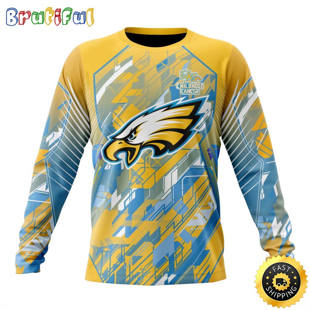 NFL Philadelphia Eagles Crewneck Sweatshirt Fearless Against Childhood Cancers Gift For Football Fans
