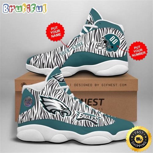 NFL Philadelphia Eagles Custom Name Number Air Jordan 13 Shoes V2