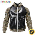 NFL Philadelphia Eagles Zip Hoodie 3D All Over Print Punisher Skull Camo Veteran Kits Custom Name And Number Hoodie