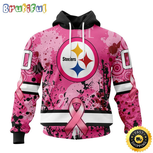 NFL Pittsburgh Steelers All Over Print 3D Hoodie I Pink I Can In October We Wear Pink Breast Cancer Unisex Hoodie