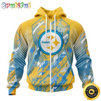 NFL Pittsburgh Steelers All Over Print Zip 3D Hoodie Fearless Against Childhood Cancers Unisex Hoodie