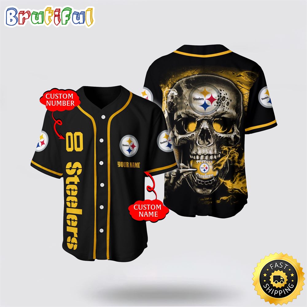 NFL Pittsburgh Steelers Baseball Jersey 3D Personalized Skull Embrace Fashion And Team Spirit