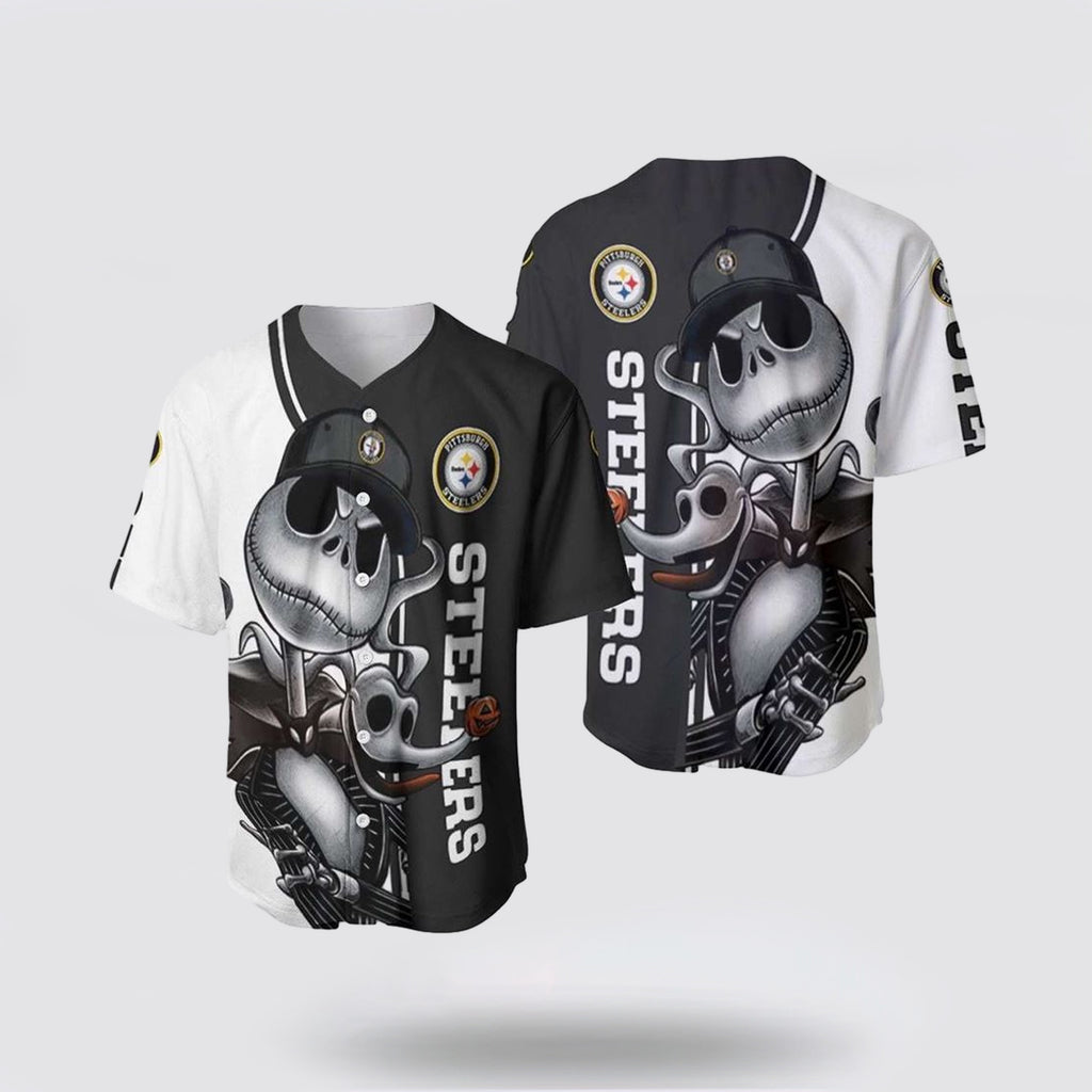 NFL Pittsburgh Steelers Baseball Jersey Jack Skellington And Zero Perfect Your Team Pride In Laid Back Fashion