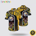 NFL Pittsburgh Steelers Hawaiian Shirts Skull Halloween Show Off Your Team Spirit In Tropical Fashion