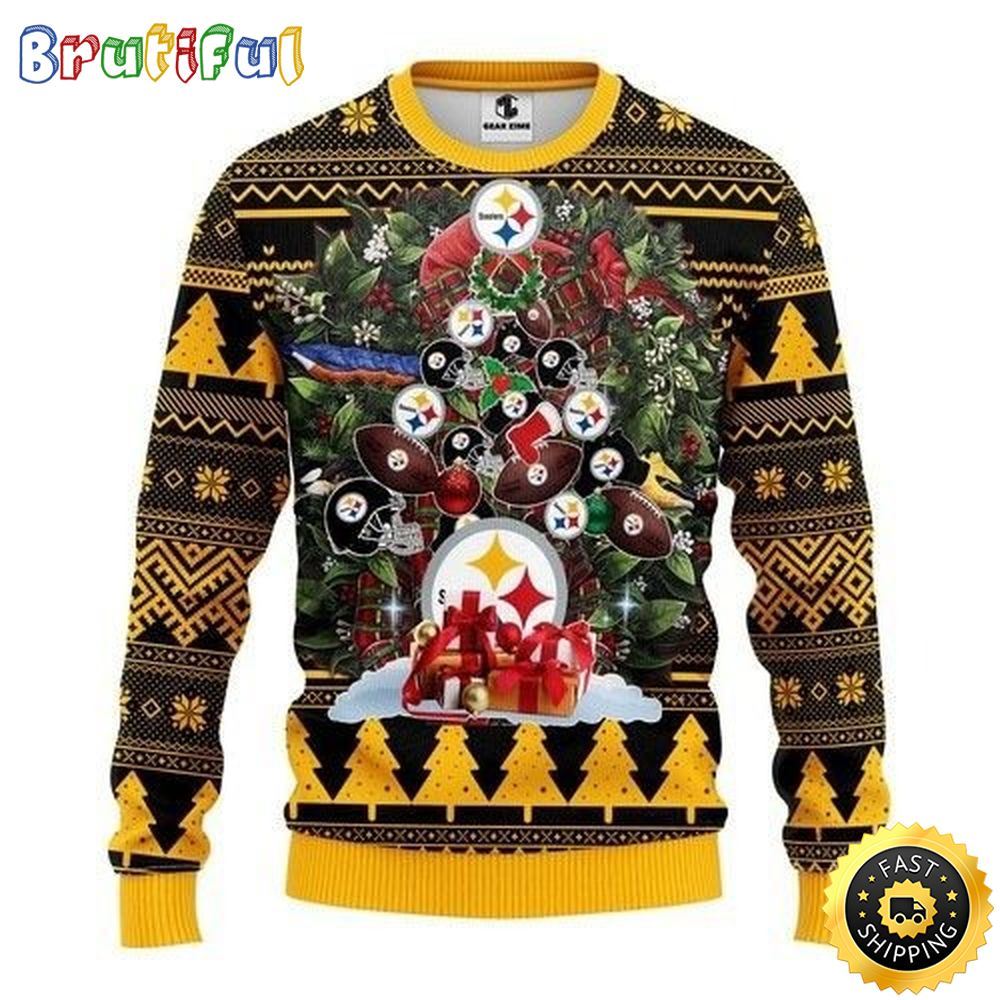 NFL Pittsburgh Steelers Ugly Christmas Sweater Tree Christmas Unisex Sweater