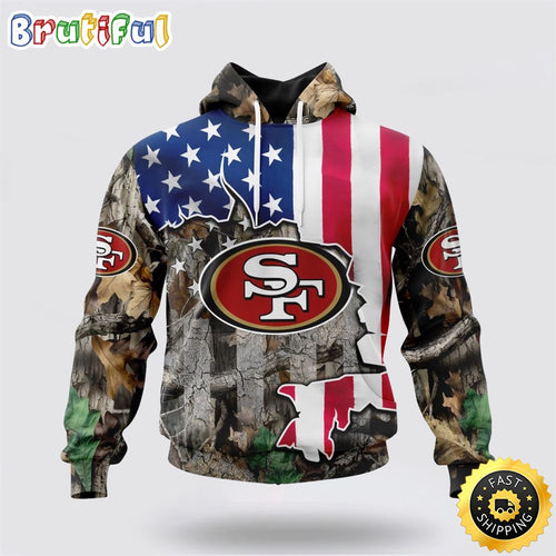 NFL San Francisco 49ers All Over Print 3D Hoodie USA Flag Camo Realtree Hunting Unique And Eye Catching