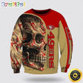 NFL San Francisco 49ers Crewneck Sweatshirt Skull Halloween Elevate Stylish Team Apparel