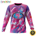 NFL San Francisco 49ers I Pink Crewneck Sweatshirt I Can Fearless Again Breast Cancer For Breast Cancer Survivors