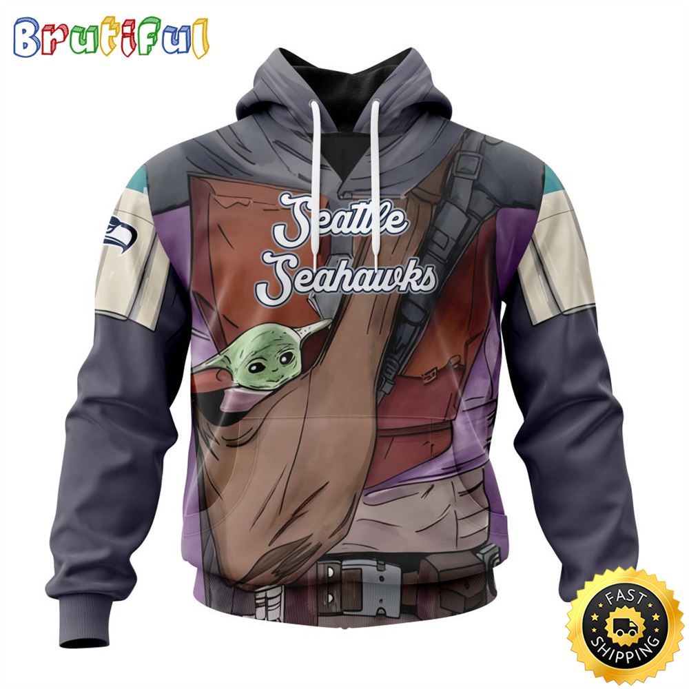 NFL Seattle Seahawks All Over Print 3D Hoodie Specialized Mandalorian And Baby Yoda Unisex Hoodies