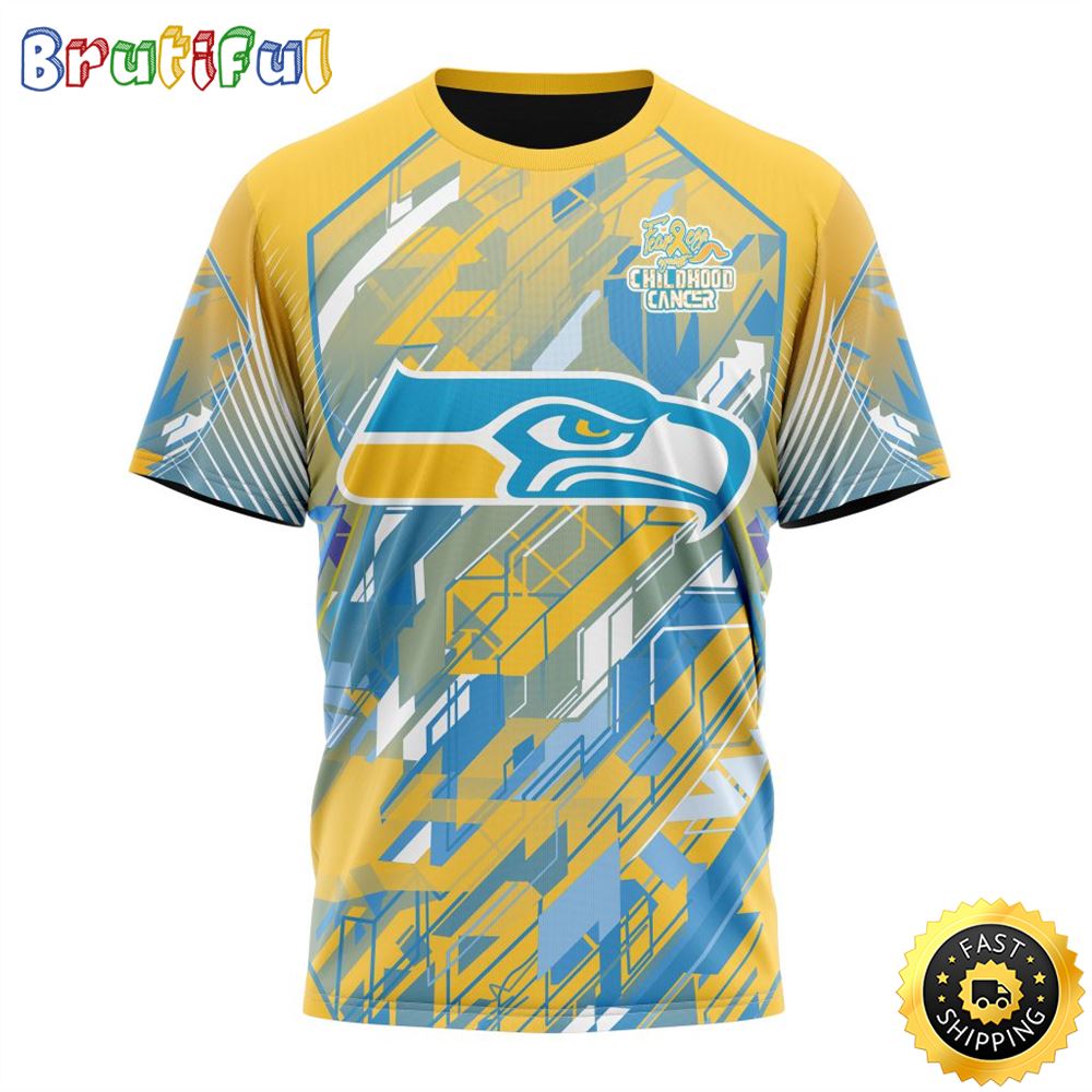 NFL Seattle Seahawks All Over Print 3D T Shirts Fearless Against Childhood Cancers Gift For Football Fans