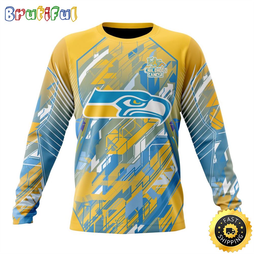 NFL Seattle Seahawks Crewneck Sweatshirt Fearless Against Childhood Cancers Gift For Football Fans