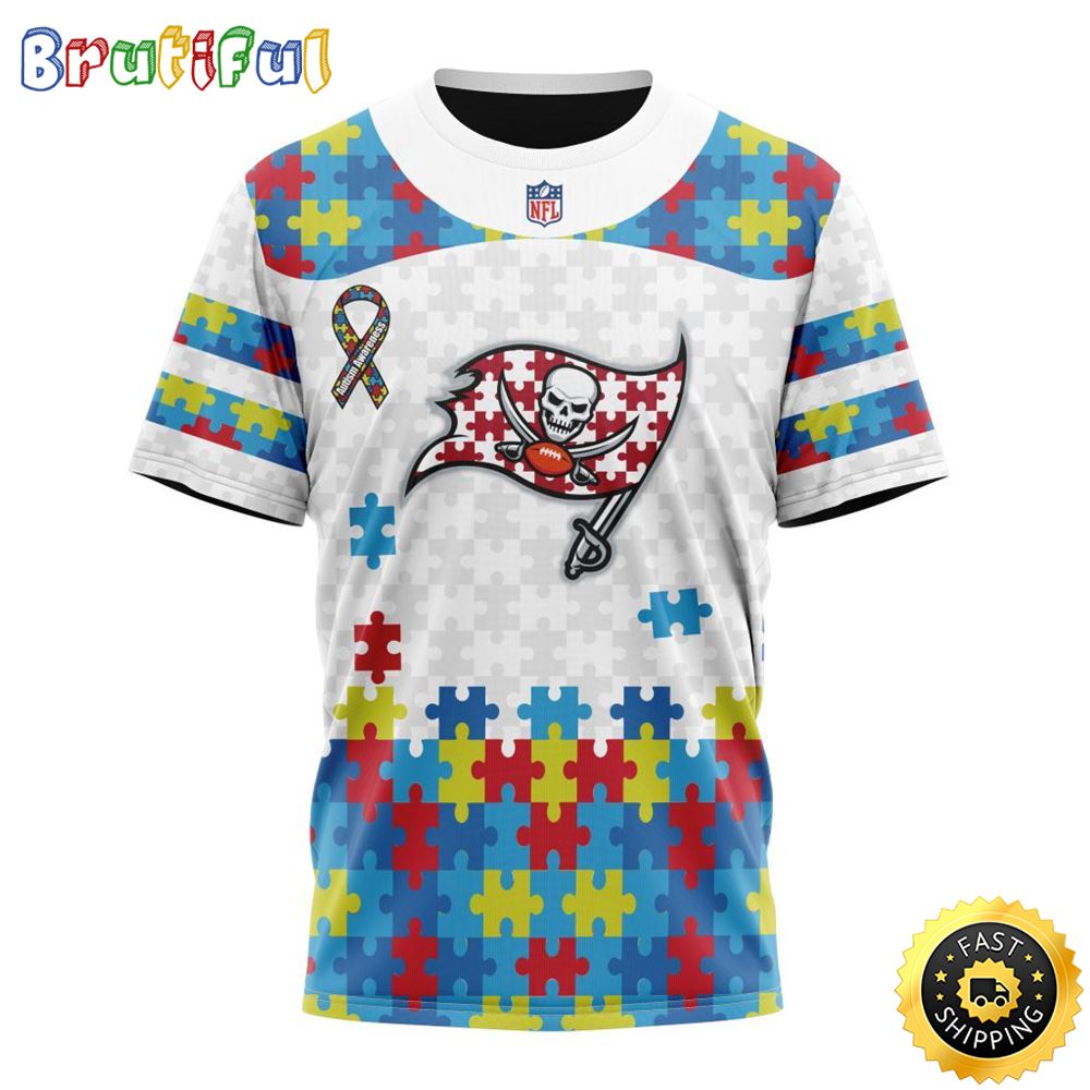 NFL Tampa Bay Buccaneers All Over Print 3D T Shirt Autism Awareness Design Show Your Team Pride